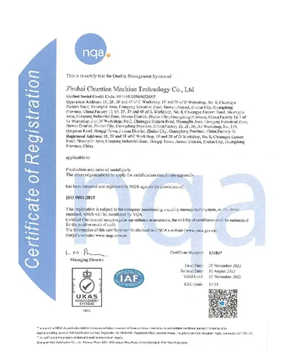 Precision Machining Services ASEM & IP Certificate